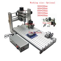 DIY Cnc 3020 3040 3060 6020 5 Axis Wood Engraving Metal Milling PCB Carving Cutting Machine Mini Lathe with 4th/5th Rotary Axis