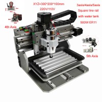 Square Line Rail Cnc Router 3020 3/4/5 Axis PVC Milling PCB Drilling Machine 500W ER11 Spindle USB Port Wood Carving Engraving