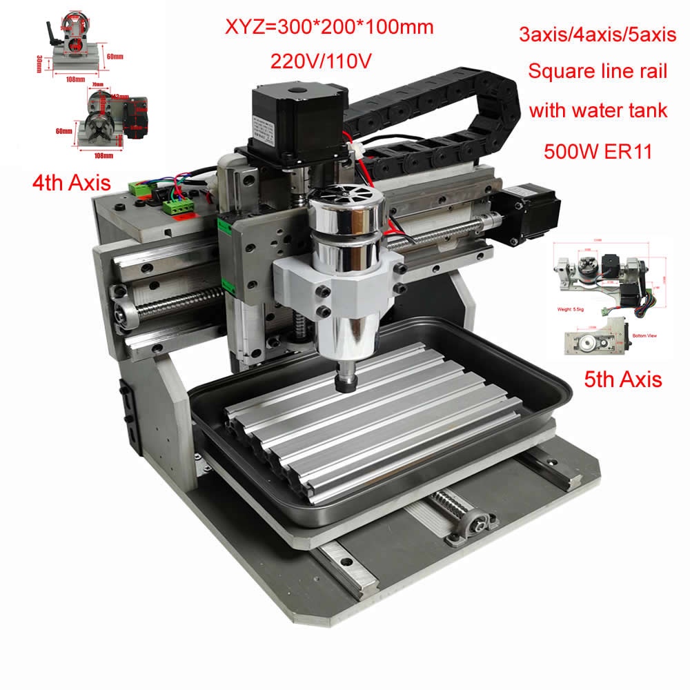 Square Line Rail Cnc Router 3020 3/4/5 Axis PVC Milling PCB Drilling