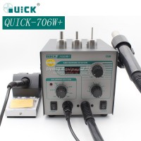 QUICK 706W+ Digital Display Hot Air Gun + Soldering Iron Anti-static Temperature Lead-free Rework Station 2 in 1 With 3 Nozzles