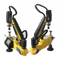 Universal Metal Tapping Machine M3-M20 Servo Steel Threading Tapper, Flexible Tap Arm with ISO Standard Chuck, 220V EU Plug Touch Screen Control Thread Drilling Equipment for Workshop Metal Processing