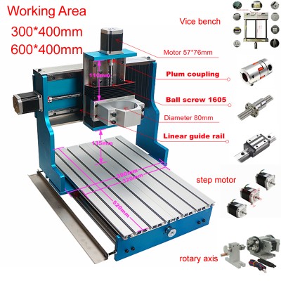 CNC 3040 Frame Linear Guideway Rail 6040 Wood Router Engraver Metal Engraving PCB Milling Machine CNC Frame Kit with step Motor
