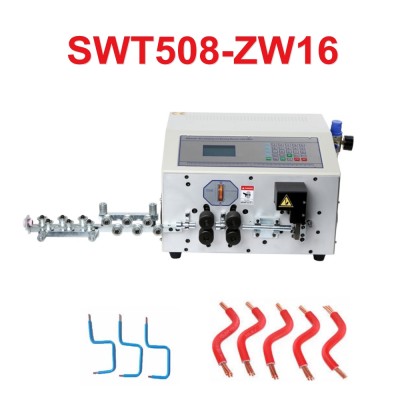 SWT508-ZW16 updated 4 rollers computer automatic wire stripping and bending machine for angle bender and customized bending type PVC Electrical Wire Bending Pipe hydraulic compatible for 1-16mm2 AWG17 to AWG5