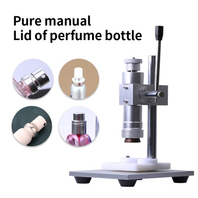 Perfume Bottle Capping Machine Tabletop Manual Pneumatic for Collar Ring Crimping Vial Top Pressing Pneumatic Glass Bottle Fragrance Scen