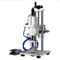 Oral Liquid Bottle Vials Capping Machine Tabletop Manual Pneumatic for Collar Ring Crimping Vial Top Pressing Pneumatic Glass Bottle Fragrance Scent