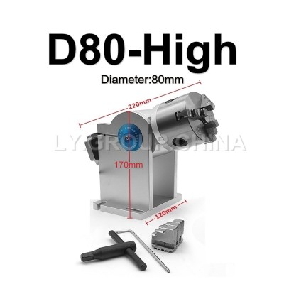 High Version LY D80 3-Claw Rotary Fixture 80mm Rotary Axis Rotating Chuck for Fiber Laser Engraver Marking Machine Cylindrical