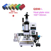 Pneumatic Hot Stamping Machine 100x130mm Automatic Paper Feeding Foil Press Printer QS90-L with 6 Rolls 120mx40mm Paper EU Stock