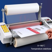Hot Sale A2 A3 Four‑roller Hot Cold Laminating Machine,Commercial Roll Film Laminator With Built‑in Cutter,Stable Speed Lamination Equipment for Menu Photo Certificate Document,220V EU Plug